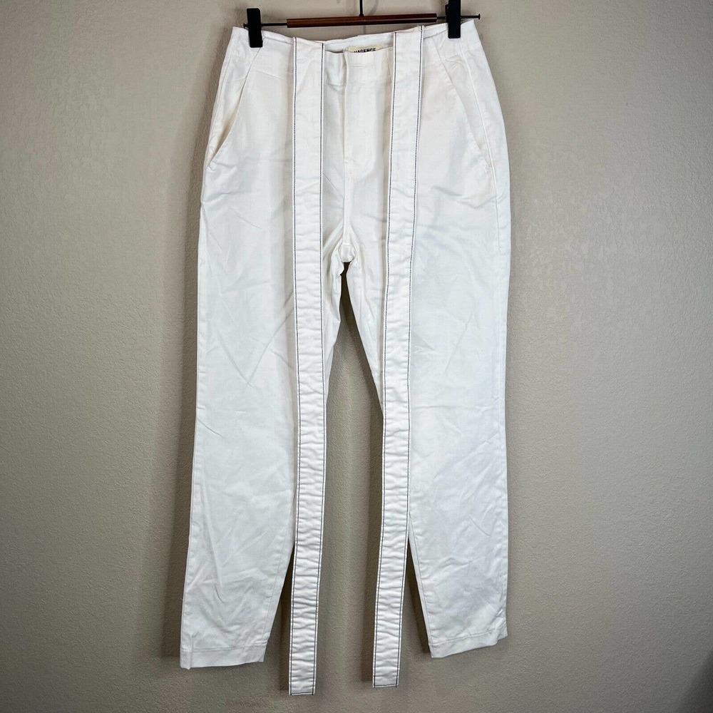 L'Agence Womens‎ White Jeans 25 Suspenders Straight High Rise
